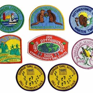 Vintage Girl Scouts Patches Dupage and Kenosha County Camp Pottawatomie Hills